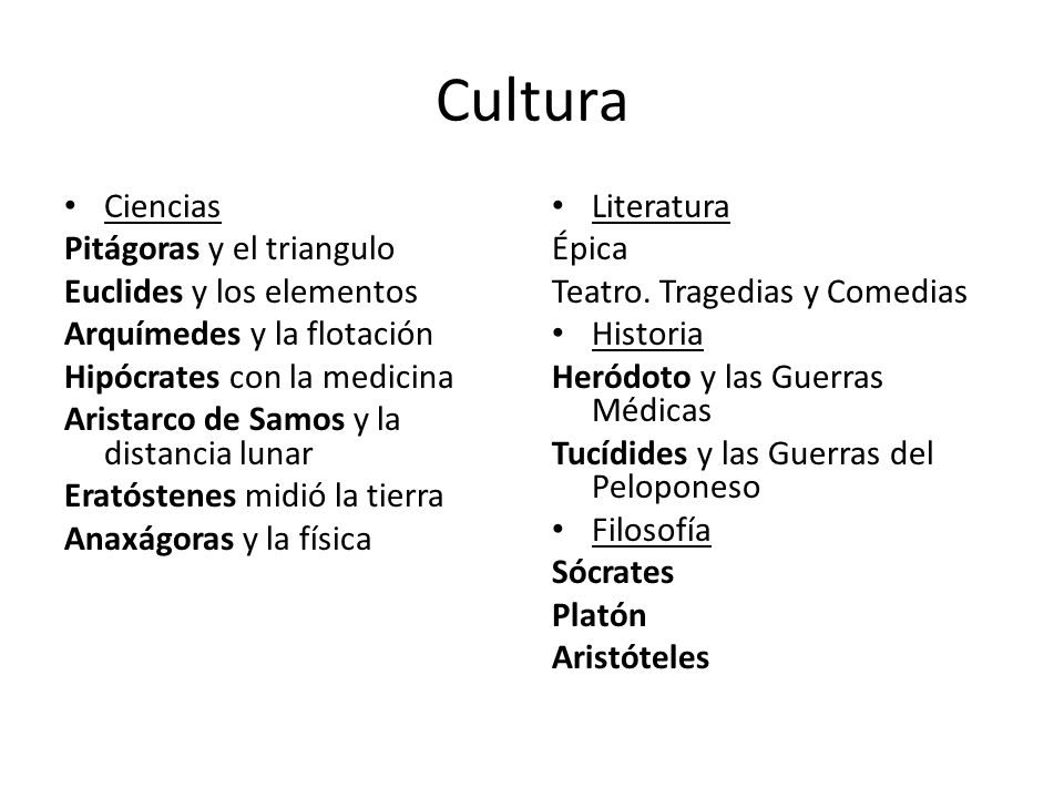 Cultura Ciencias Pitágoras y el triangulo Euclides y los elementos