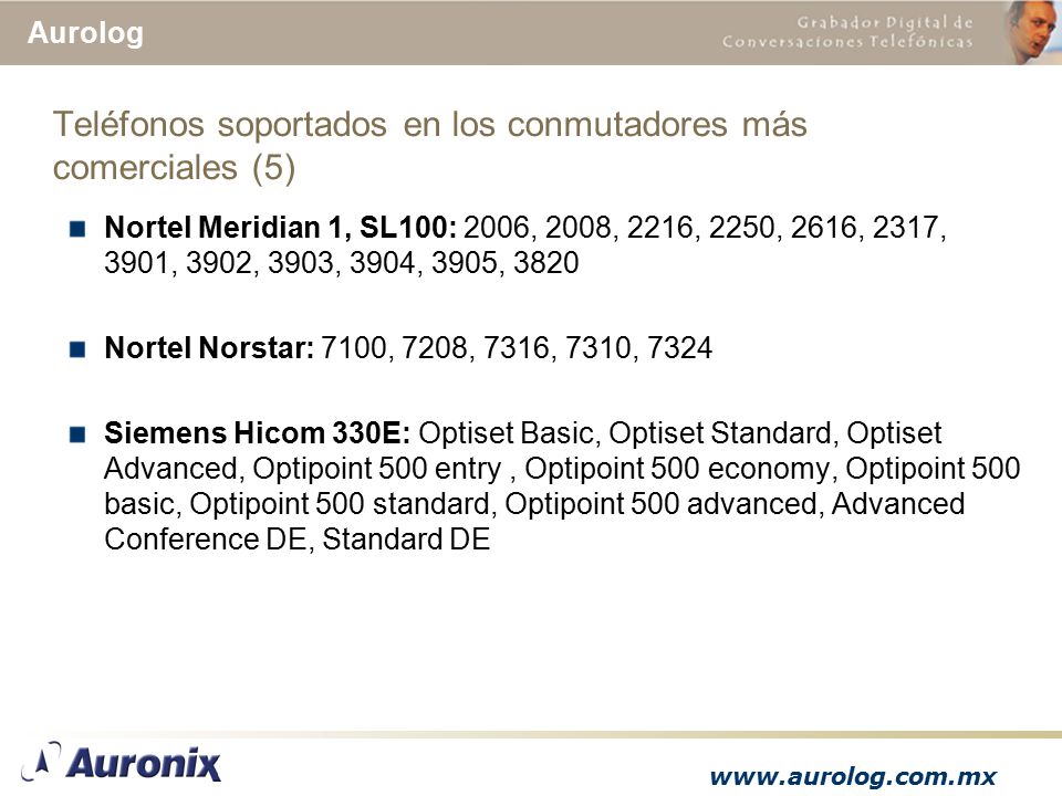 Teléfonos soportados en los conmutadores más comerciales (5)