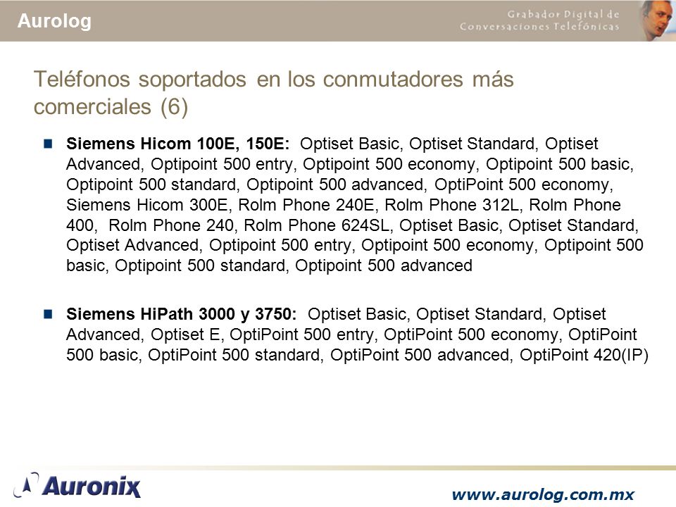Teléfonos soportados en los conmutadores más comerciales (6)
