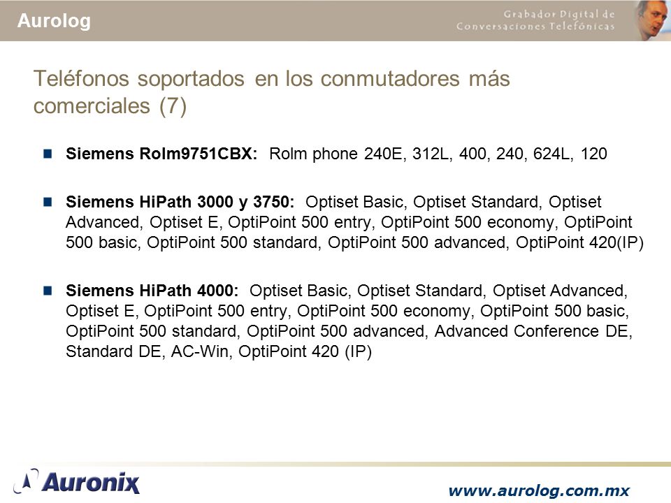 Teléfonos soportados en los conmutadores más comerciales (7)
