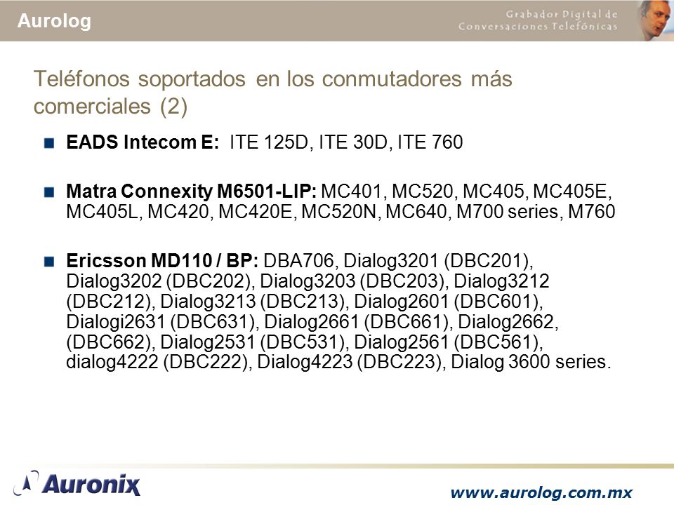 Teléfonos soportados en los conmutadores más comerciales (2)