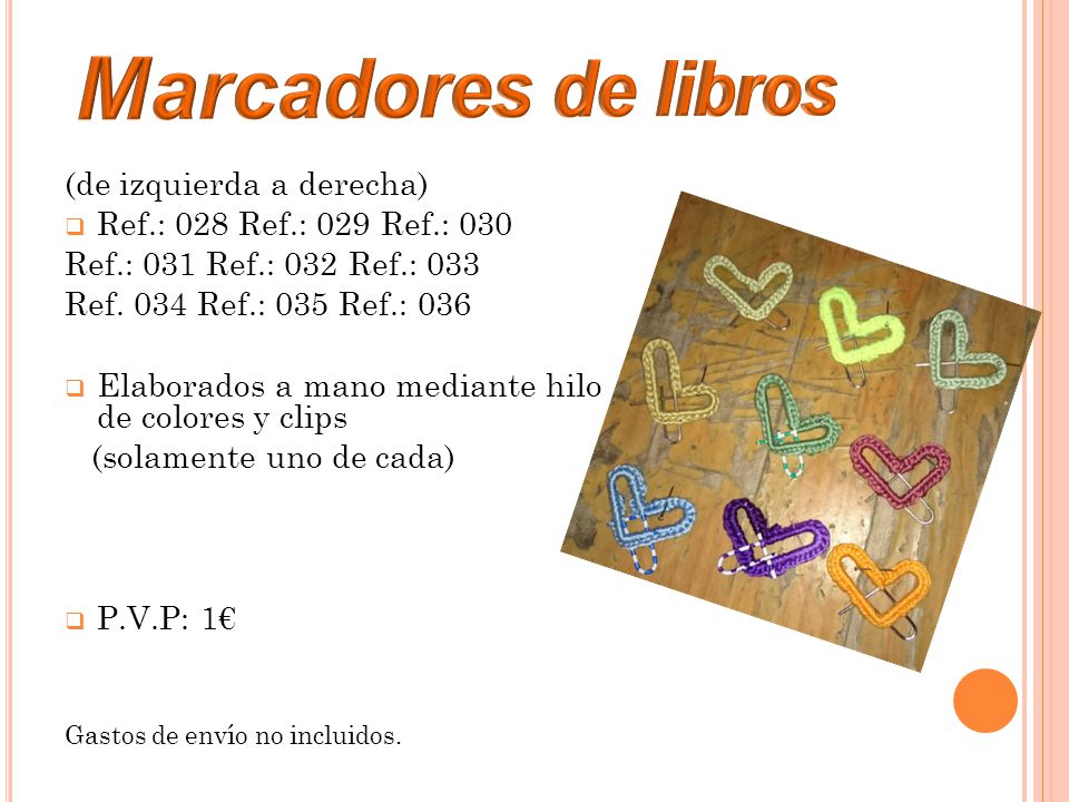 Marcadores de libros (de izquierda a derecha)