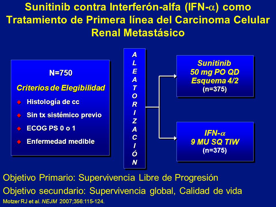 Sunitinib contra Interferón-alfa (IFN-) como Tratamiento de Primera línea del Carcinoma Celular Renal Metastásico
