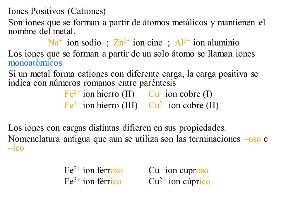 Iones Positivos (Cationes)