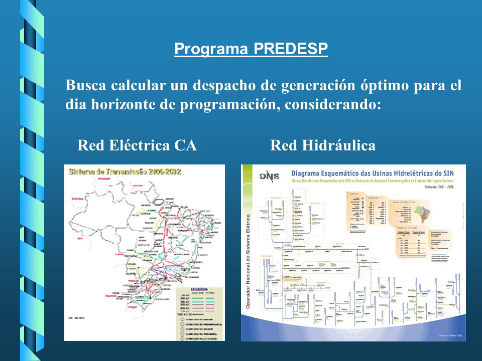 Programa PREDESP Busca calcular un despacho de generación óptimo para el dia horizonte de programación, considerando:
