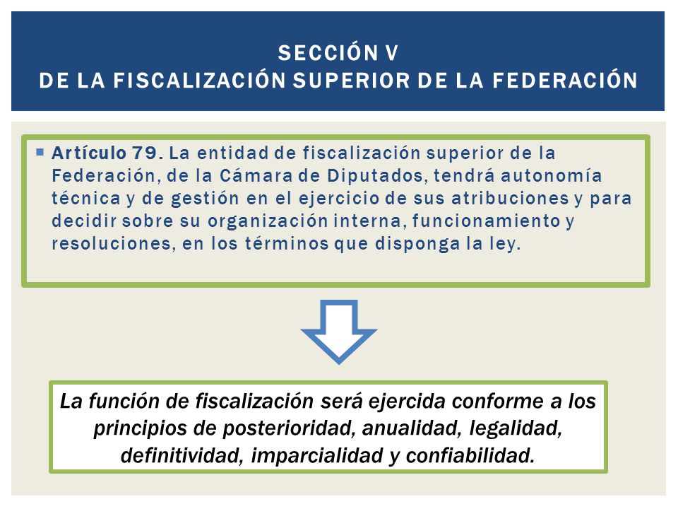 Sección V De la Fiscalización Superior de la Federación
