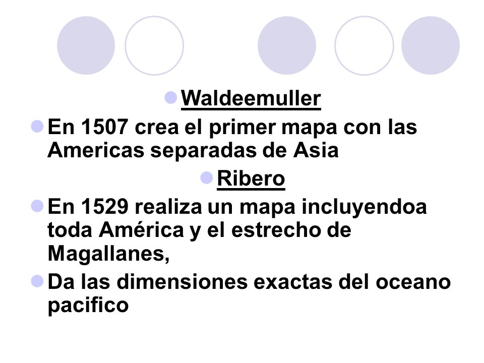 Waldeemuller En 1507 crea el primer mapa con las Americas separadas de Asia. Ribero.