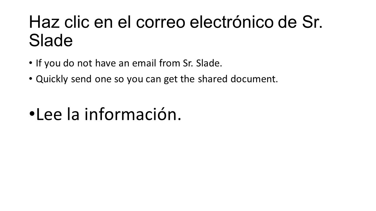 Haz clic en el correo electrónico de Sr. Slade