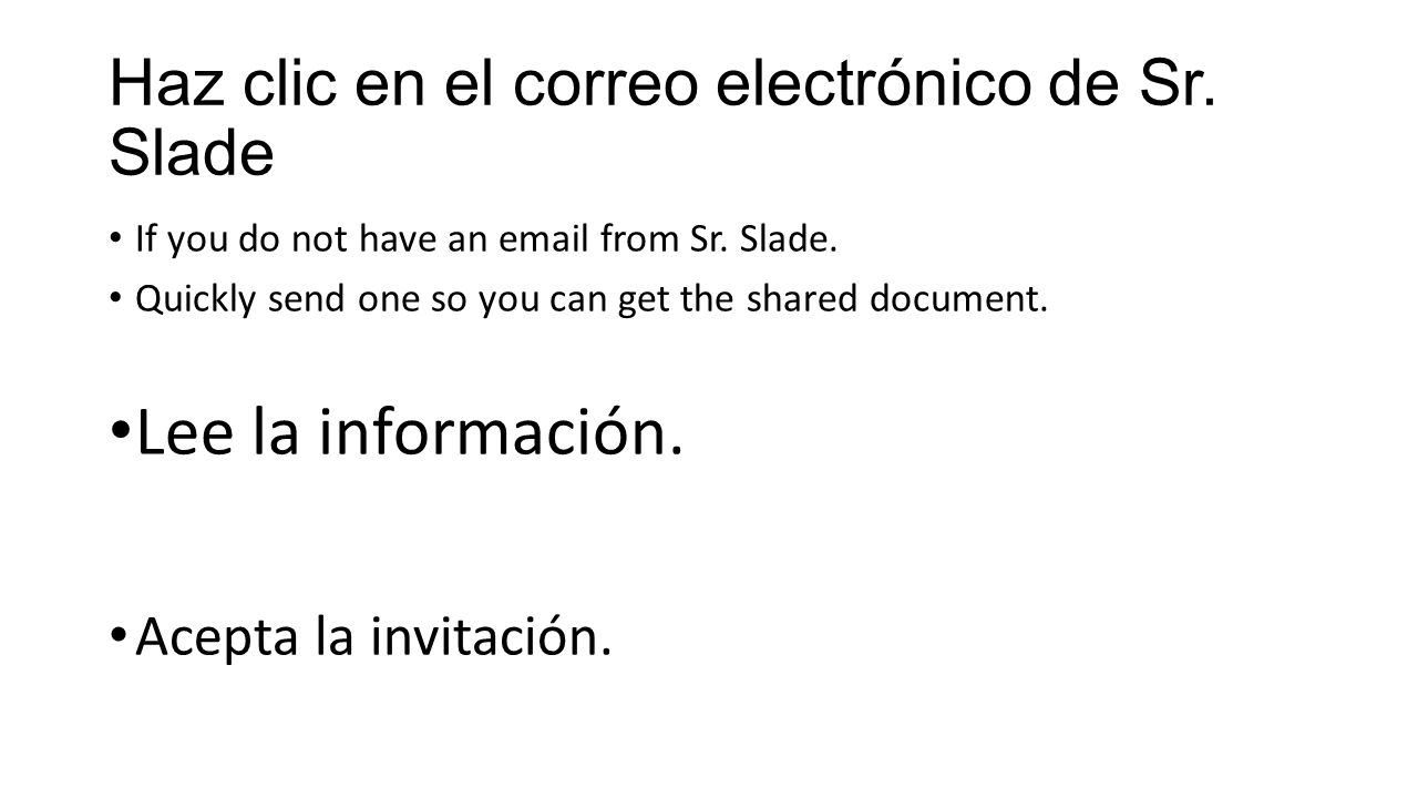 Haz clic en el correo electrónico de Sr. Slade