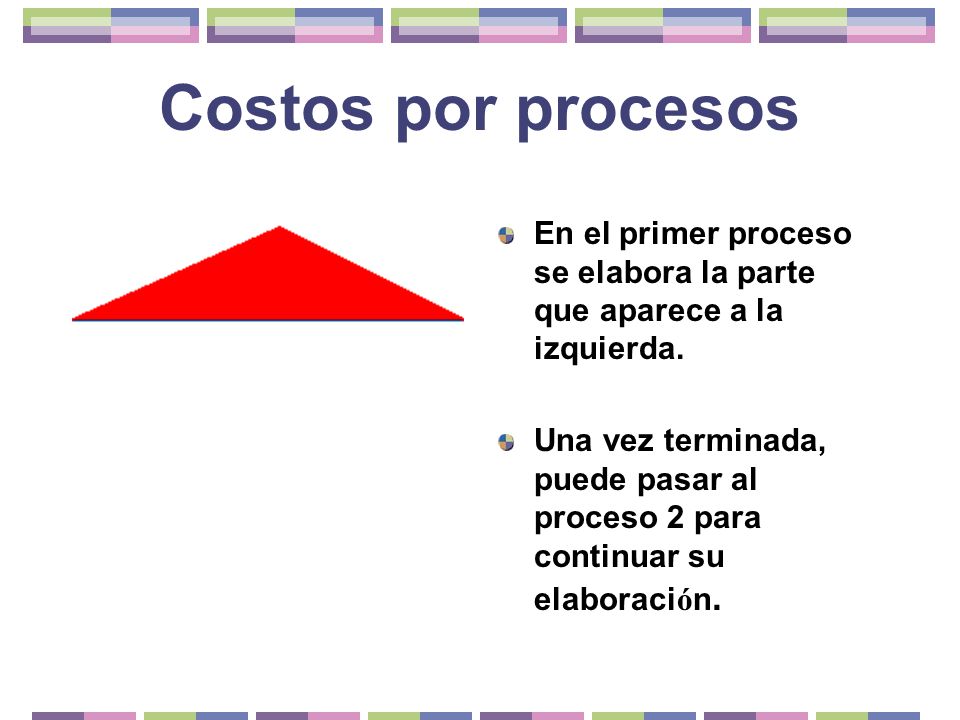 Costos por procesos En el primer proceso se elabora la parte que aparece a la izquierda.