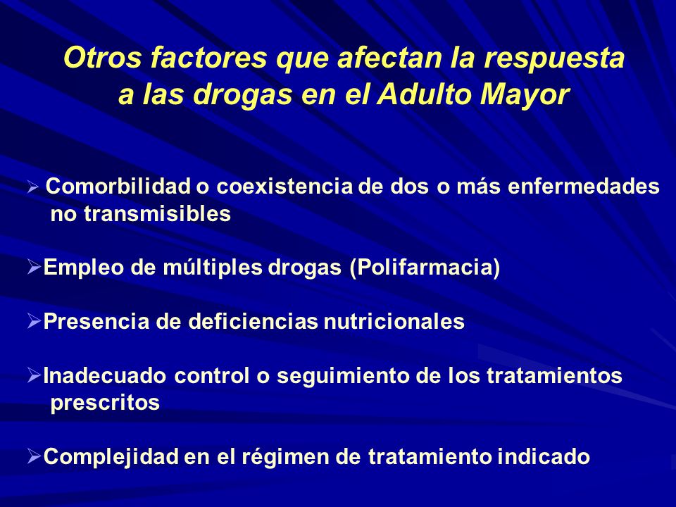 Otros factores que afectan la respuesta a las drogas en el Adulto Mayor