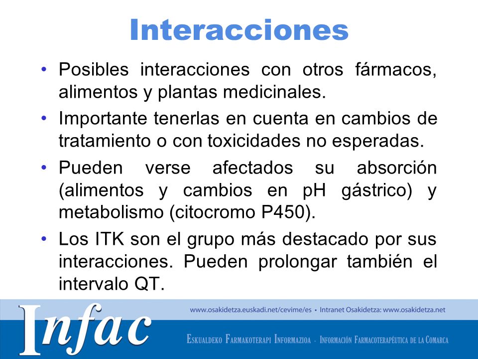 Interacciones Posibles interacciones con otros fármacos, alimentos y plantas medicinales.