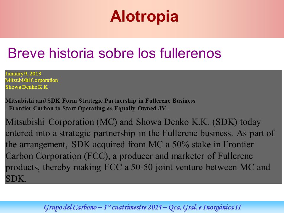 Grupo del Carbono – 1° cuatrimestre 2014 – Qca, Gral. e Inorgánica II