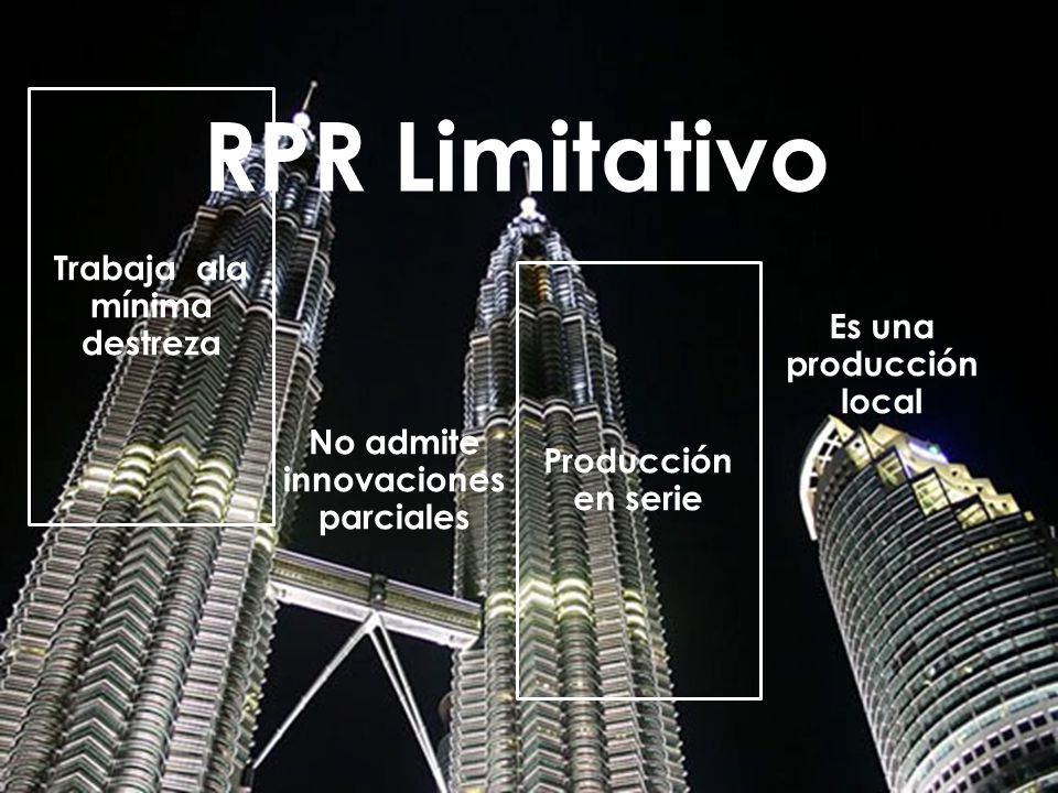 RPR Limitativo Trabaja ala mínima destreza Es una producción local