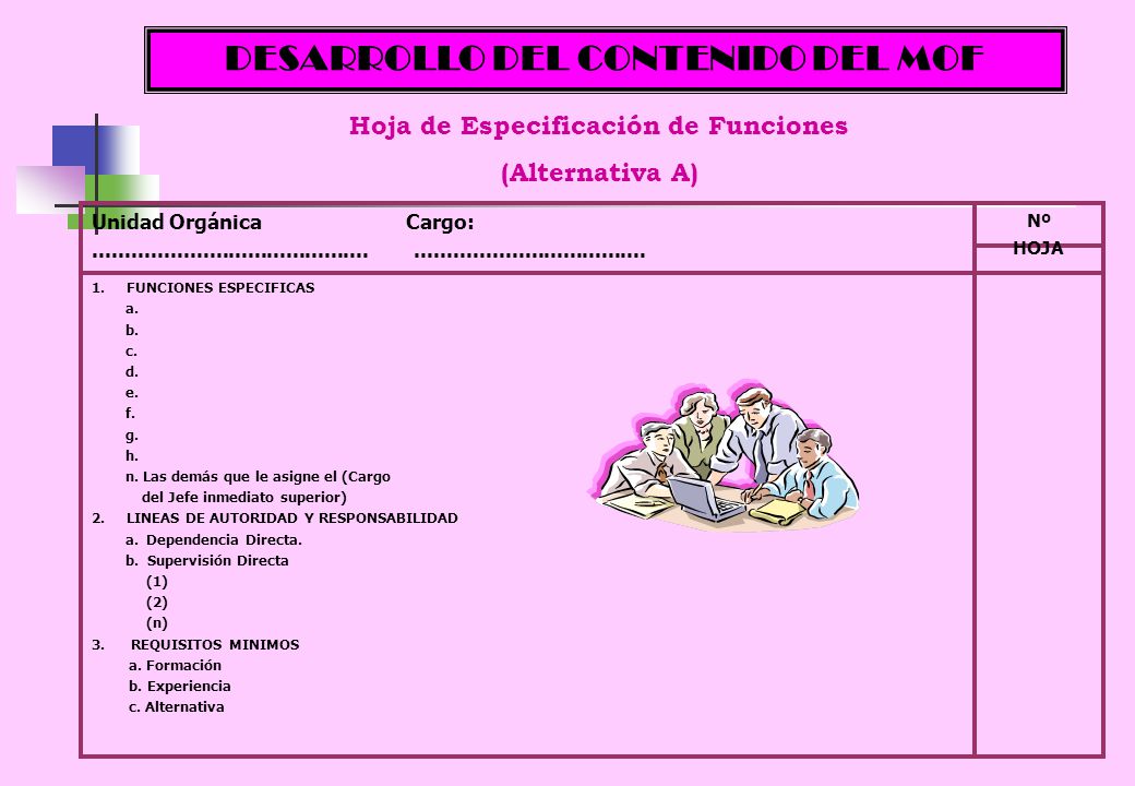 DESARROLLO DEL CONTENIDO DEL MOF Hoja de Especificación de Funciones