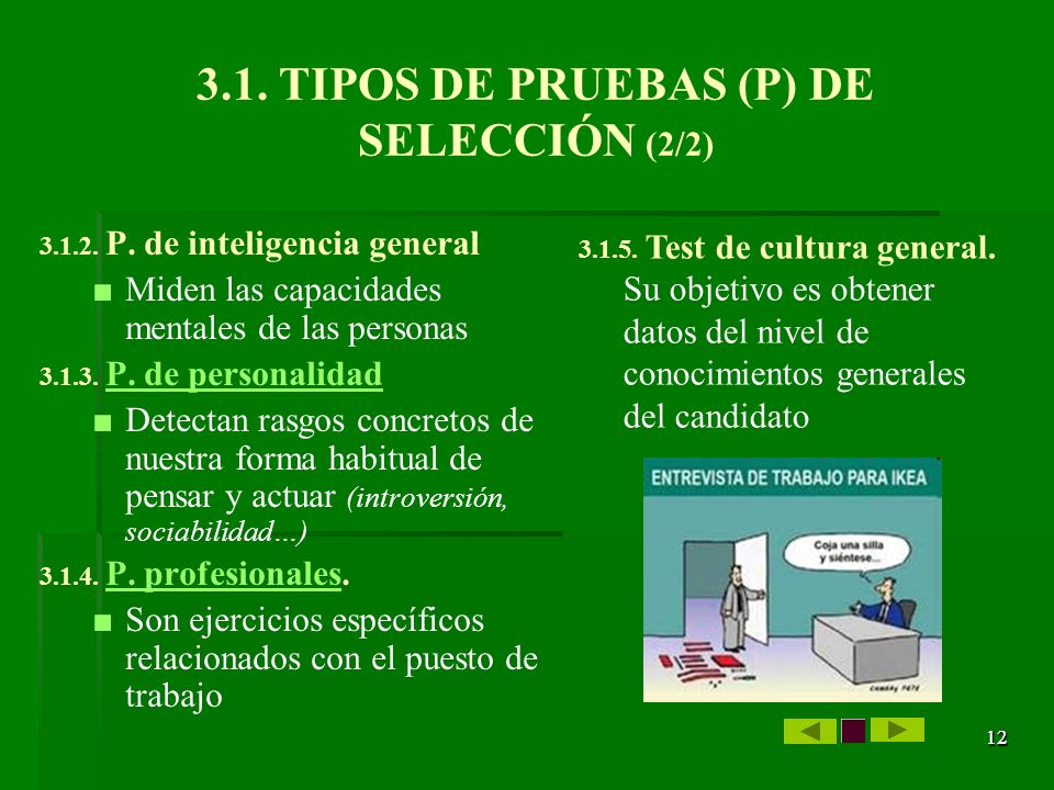 3.1. TIPOS DE PRUEBAS (P) DE SELECCIÓN (2/2)