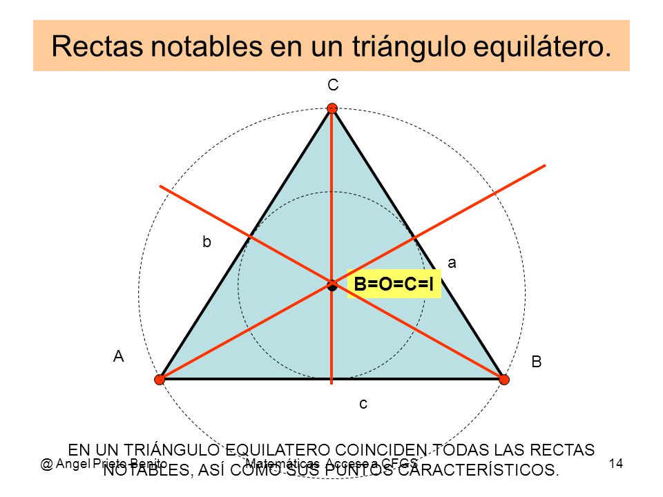 Rectas notables en un triángulo equilátero.