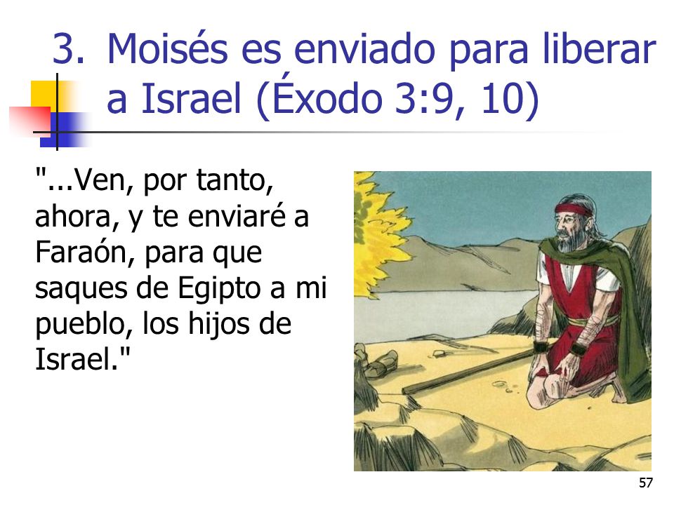 Moisés es enviado para liberar a Israel (Éxodo 3:9, 10)