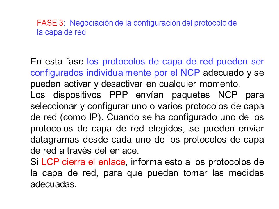 FASE 3: Negociación de la configuración del protocolo de la capa de red