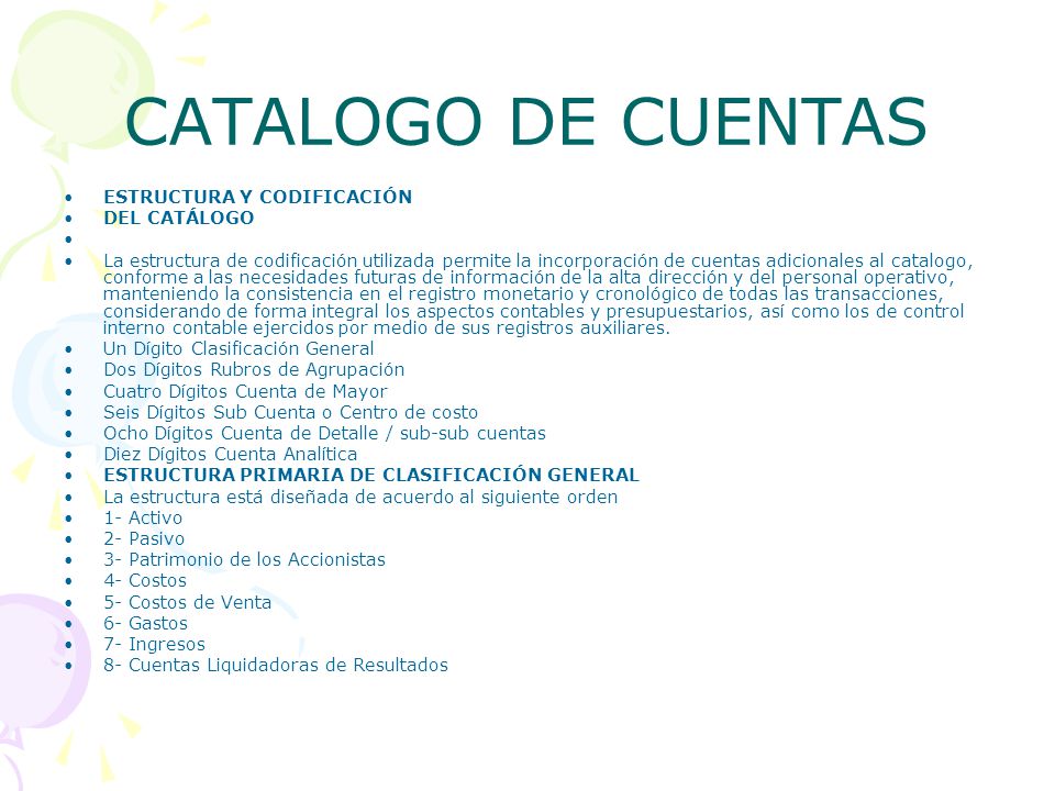CATALOGO DE CUENTAS ESTRUCTURA Y CODIFICACIÓN DEL CATÁLOGO