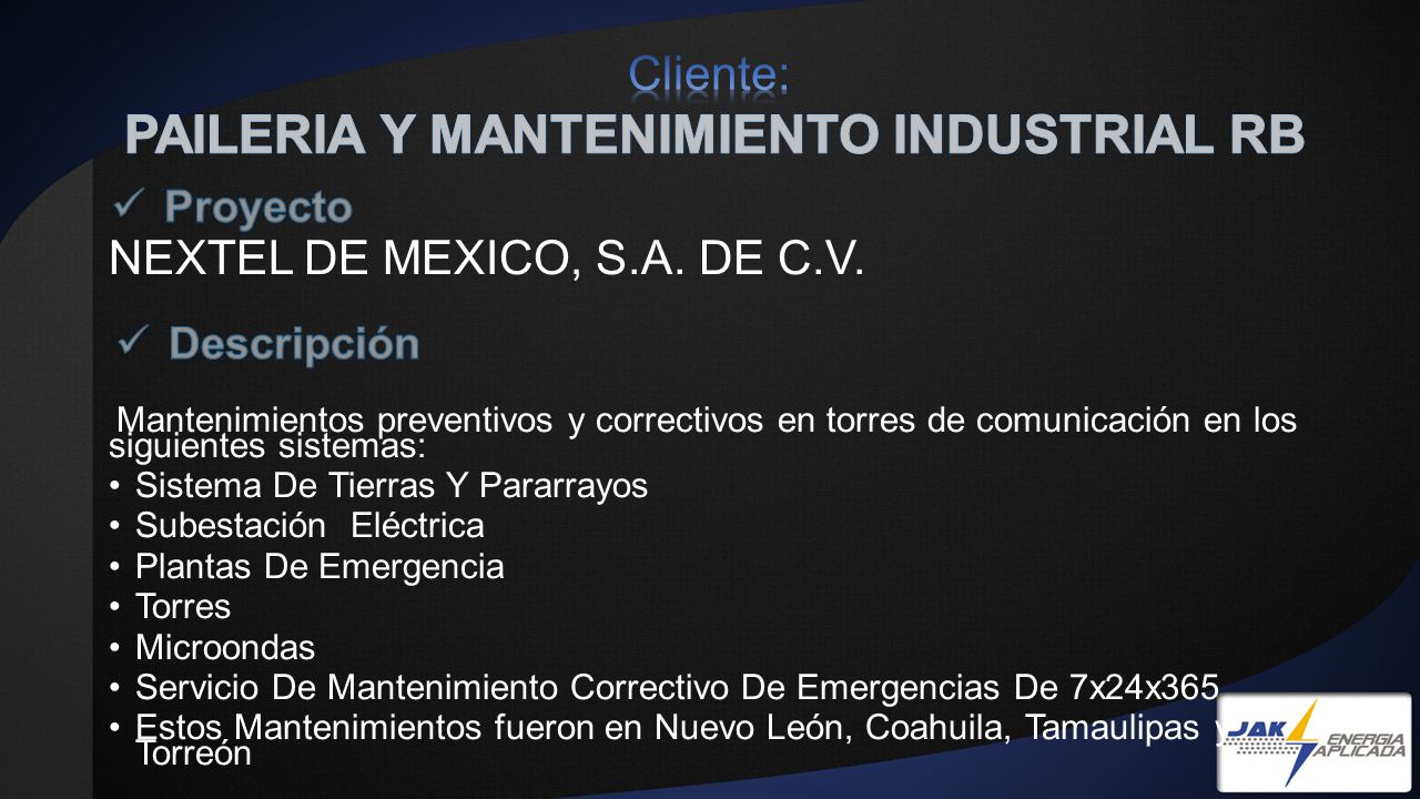 Cliente: PAILERIA Y MANTENIMIENTO INDUSTRIAL RB