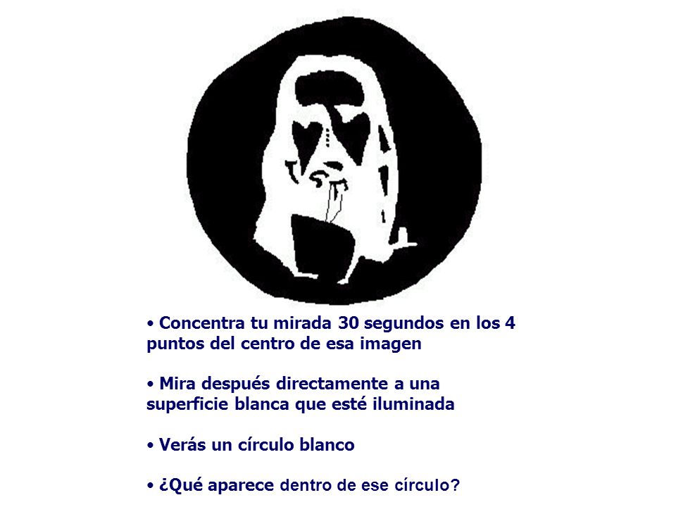 Concentra tu mirada 30 segundos en los 4 puntos del centro de esa imagen