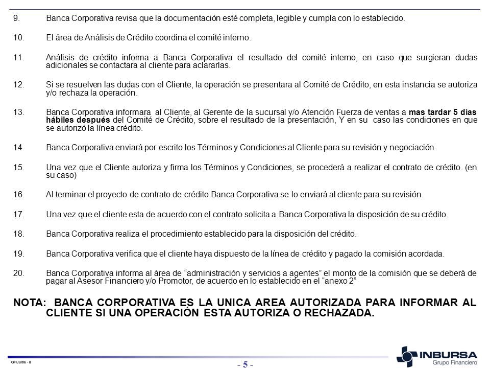 Banca Corporativa revisa que la documentación esté completa, legible y cumpla con lo establecido.