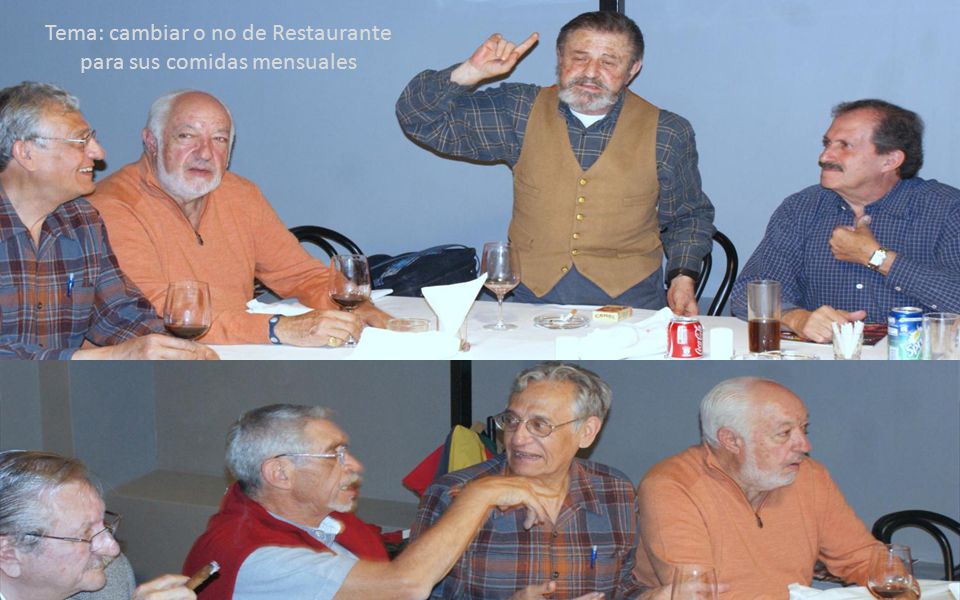 Tema: cambiar o no de Restaurante para sus comidas mensuales