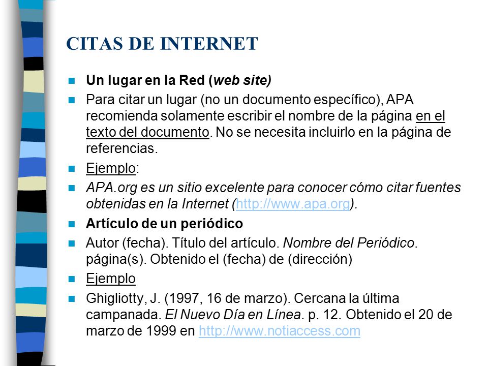 CITAS DE INTERNET Un lugar en la Red (web site)