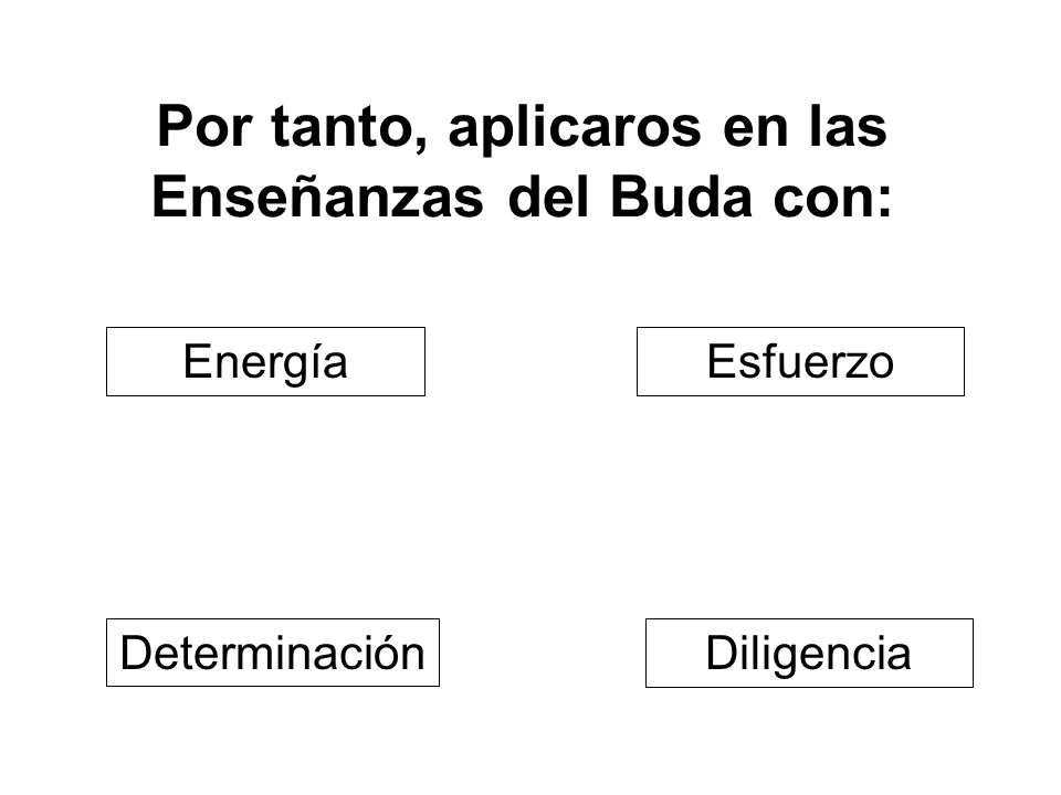 Por tanto, aplicaros en las Enseñanzas del Buda con:
