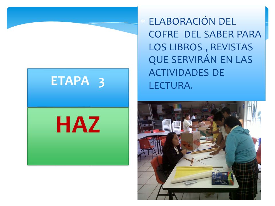 ELABORACIÓN DEL COFRE DEL SABER PARA LOS LIBROS , REVISTAS QUE SERVIRÁN EN LAS ACTIVIDADES DE LECTURA.