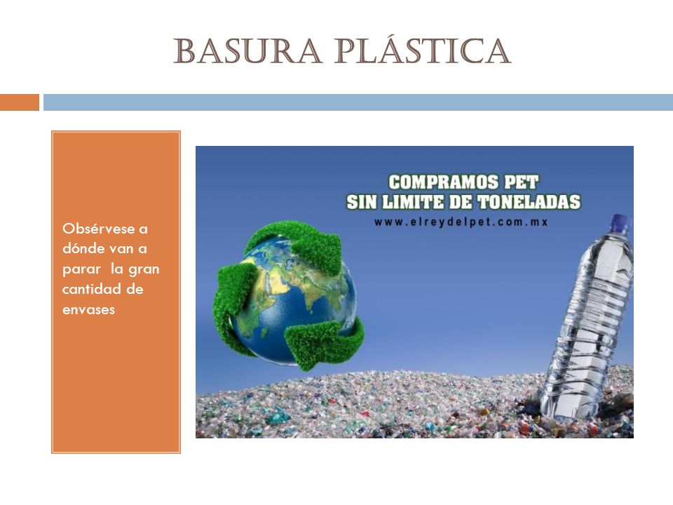 BASURA PLÁSTICA Obsérvese a dónde van a parar la gran cantidad de envases