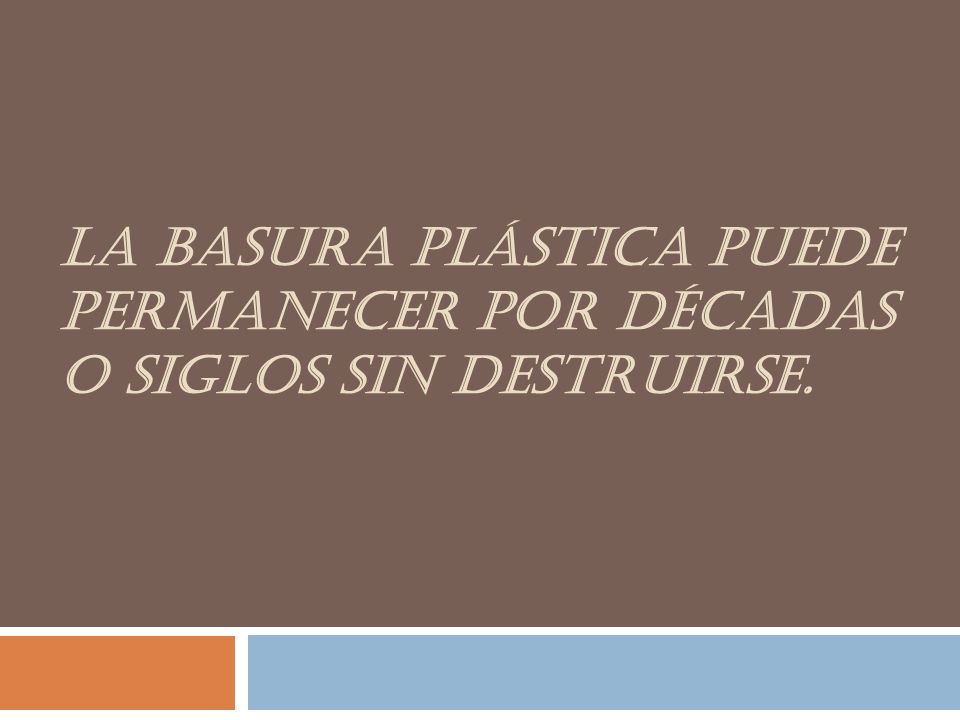 la basura plástica puede permanecer por décadas o siglos sin destruirse.