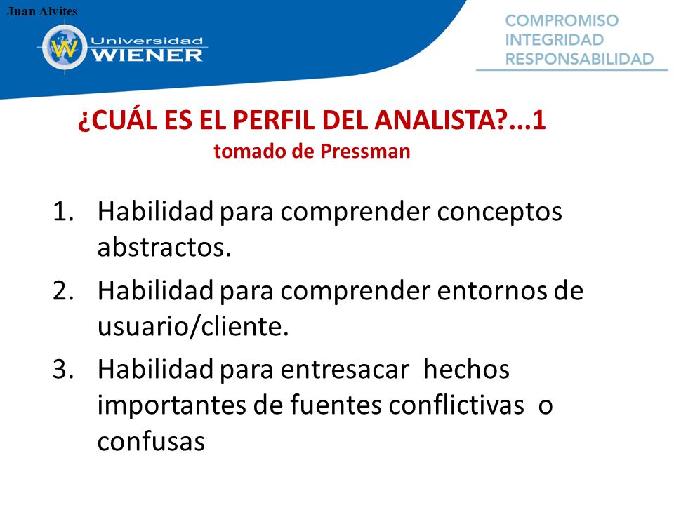 ¿CUÁL ES EL PERFIL DEL ANALISTA ...1 tomado de Pressman