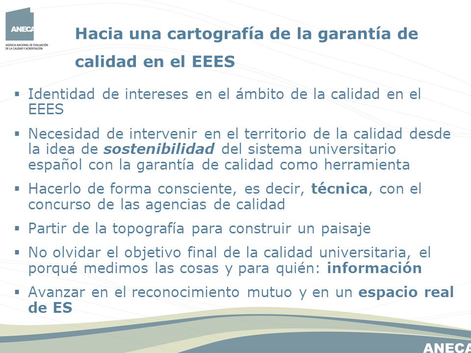 Hacia una cartografía de la garantía de calidad en el EEES