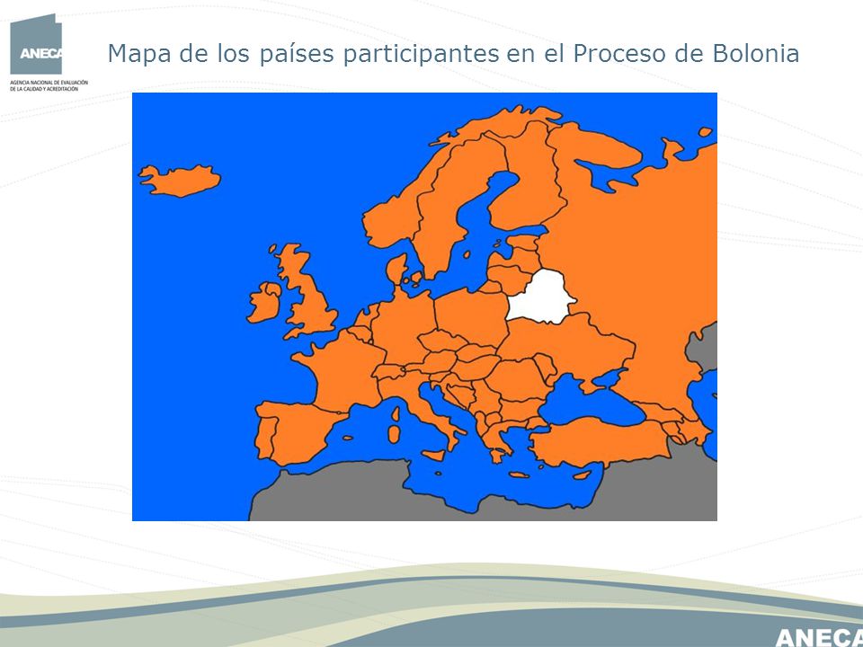 Mapa de los países participantes en el Proceso de Bolonia