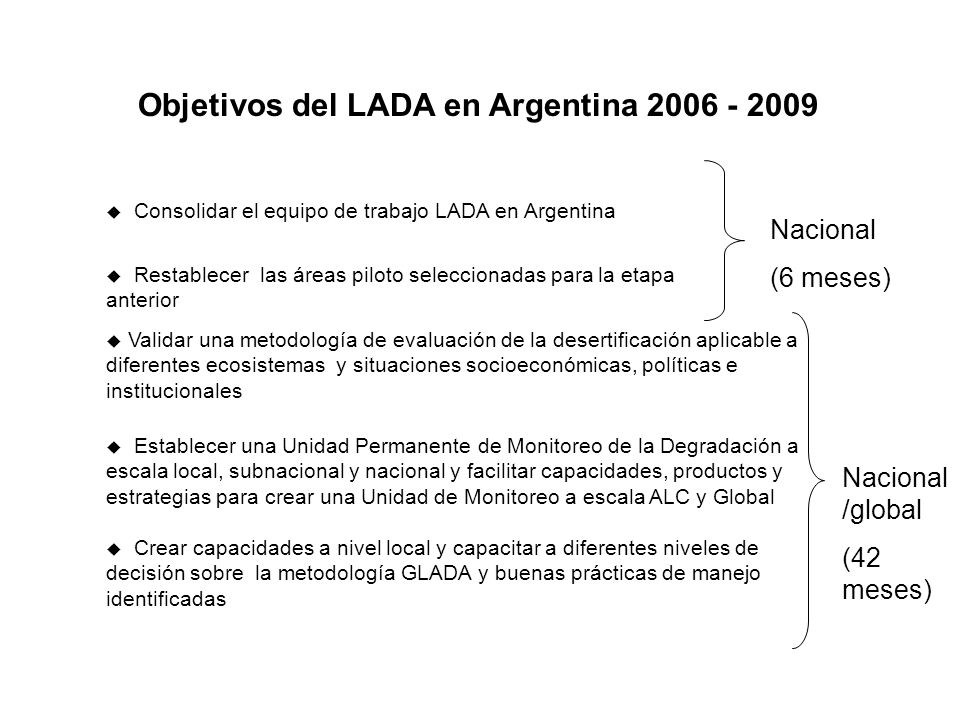 Objetivos del LADA en Argentina
