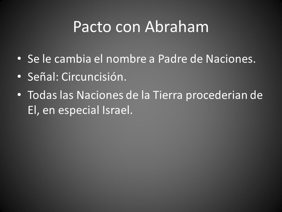 Pacto con Abraham Se le cambia el nombre a Padre de Naciones.