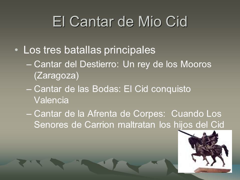 El Cantar de Mio Cid Los tres batallas principales