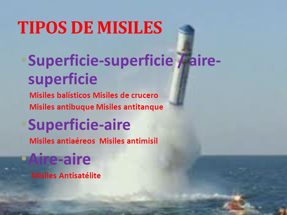 TIPOS DE MISILES Aire-aire Superficie-superficie / aire-superficie