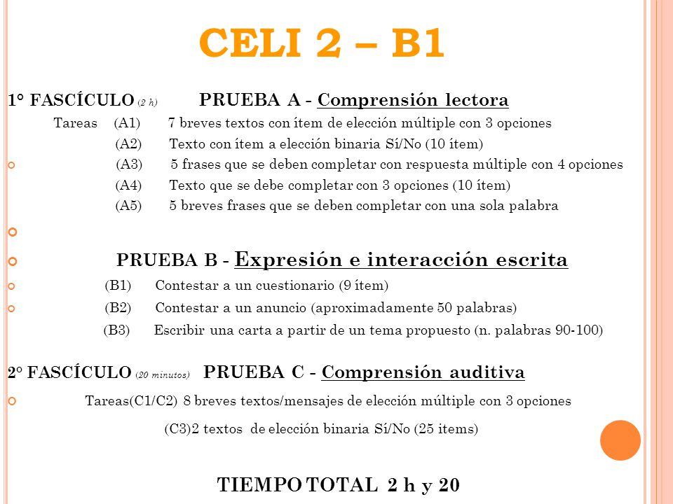 CELI 2 – B1 1° FASCÍCULO (2 h) PRUEBA A - Comprensión lectora