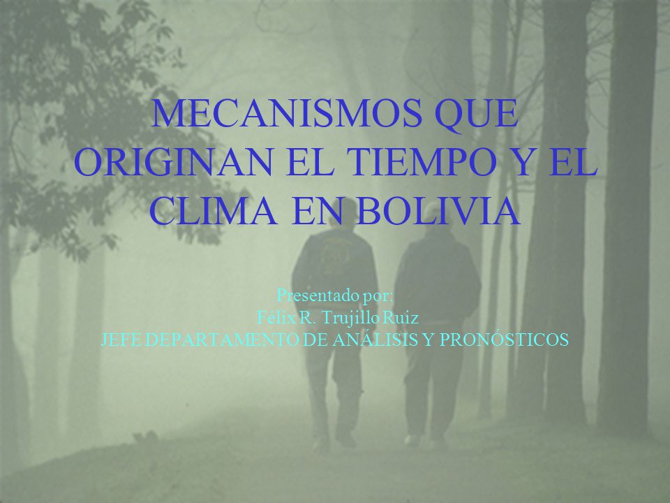 MECANISMOS QUE ORIGINAN EL TIEMPO Y EL CLIMA EN BOLIVIA Presentado por: Félix R.