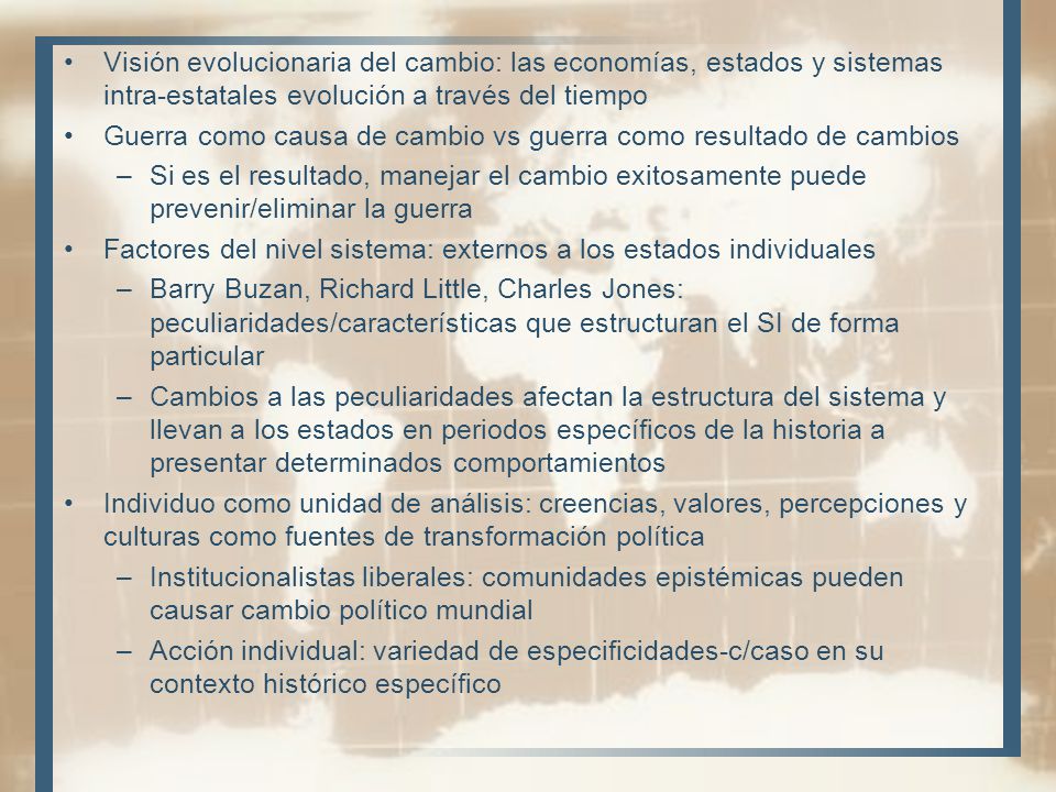 Visión evolucionaria del cambio: las economías, estados y sistemas intra-estatales evolución a través del tiempo