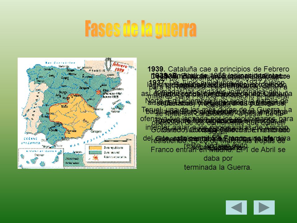 Fases de la guerra Cataluña cae a principios de Febrero del 39. El desmoronamiento era total.