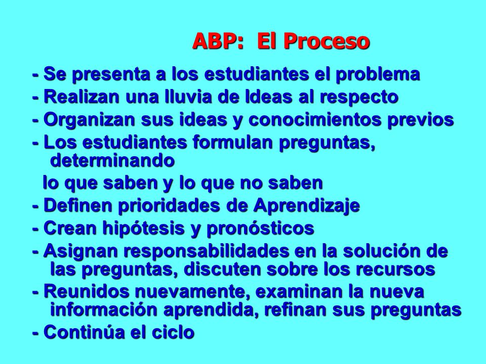 ABP: El Proceso - Se presenta a los estudiantes el problema
