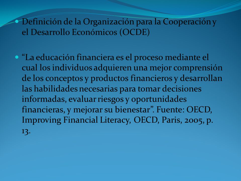Definición de la Organización para la Cooperación y el Desarrollo Económicos (OCDE)