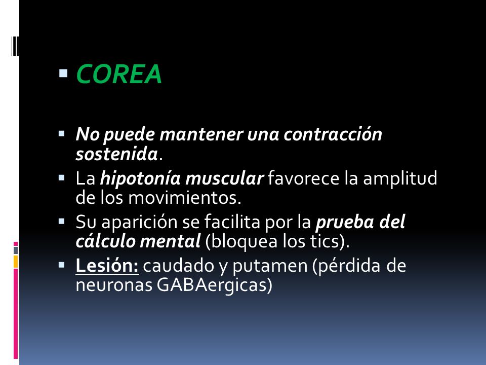 COREA No puede mantener una contracción sostenida.