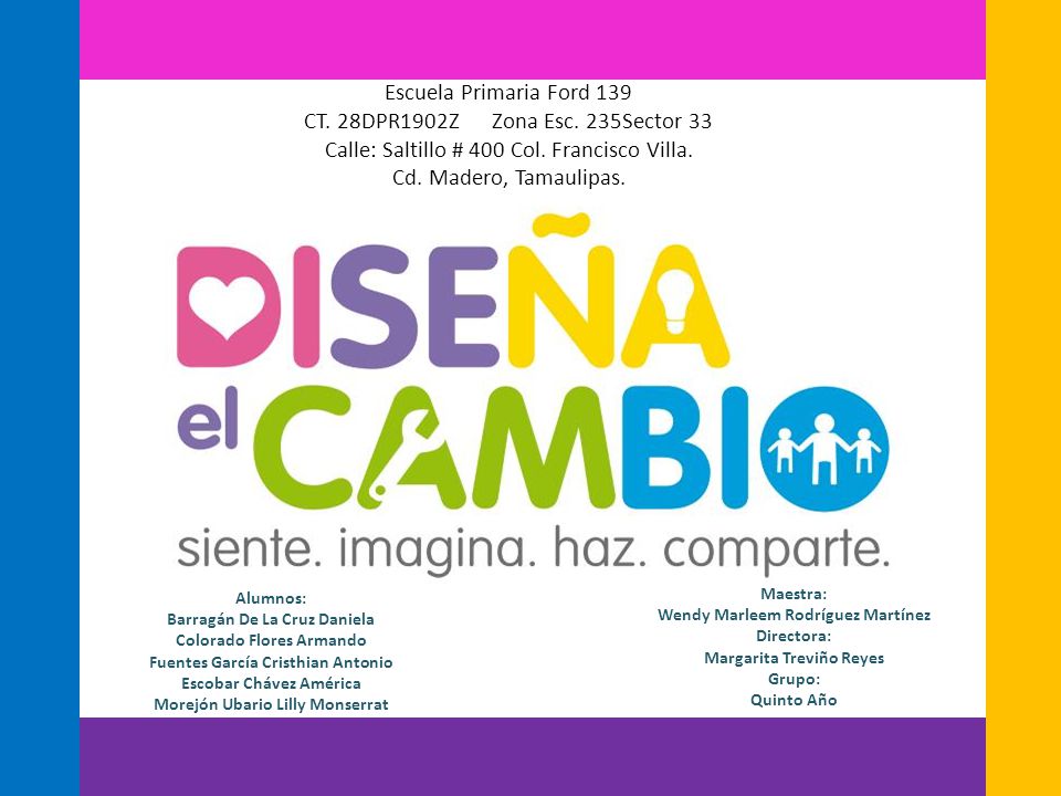 Calle: Saltillo # 400 Col. Francisco Villa. Cd. Madero, Tamaulipas.