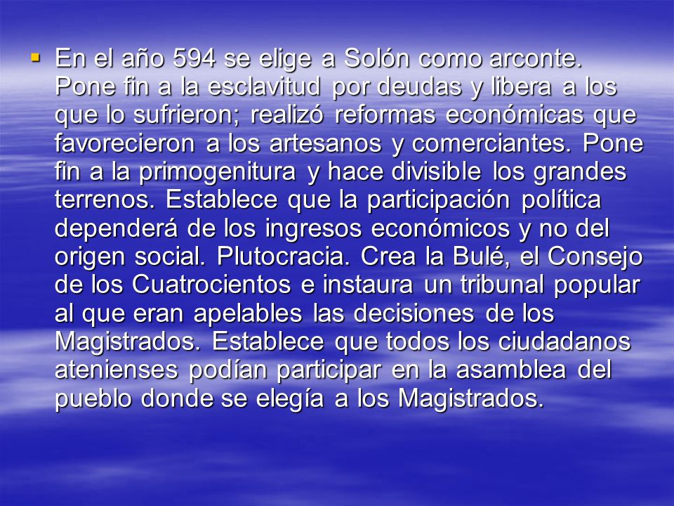 En el año 594 se elige a Solón como arconte