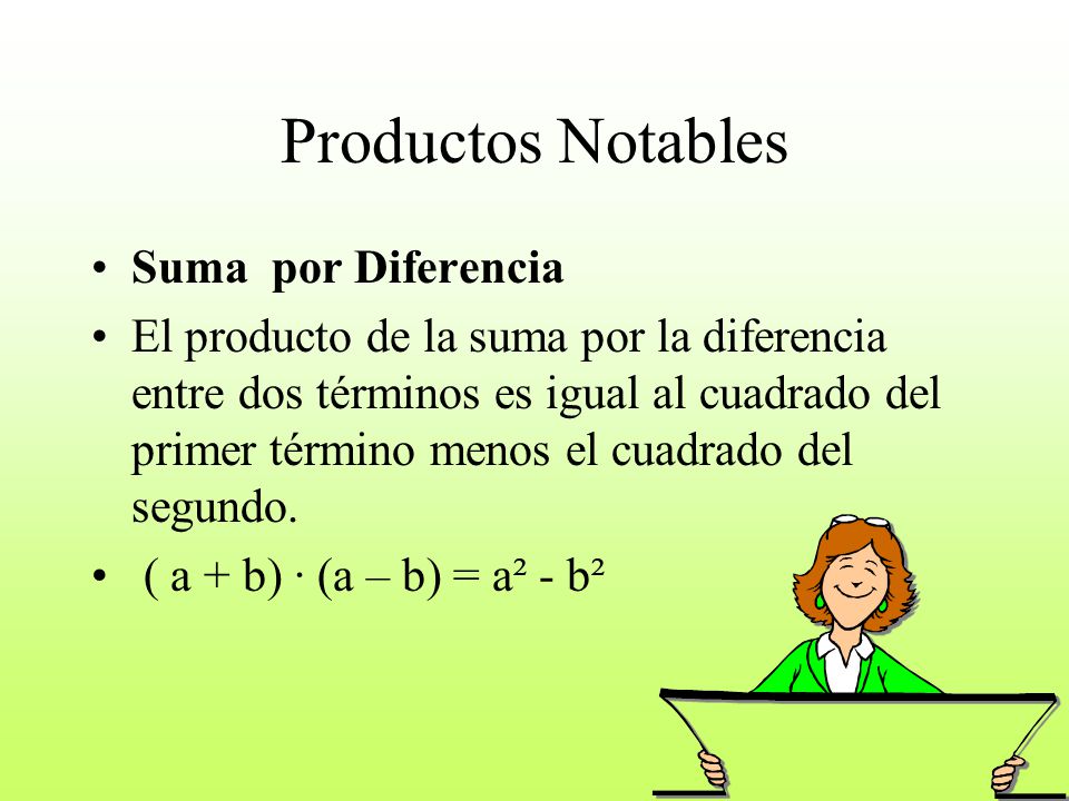Productos Notables Suma por Diferencia